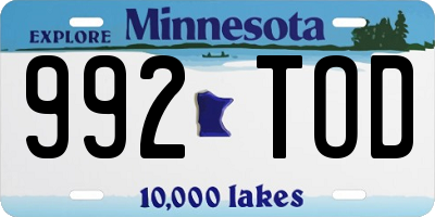 MN license plate 992TOD