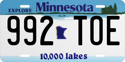MN license plate 992TOE