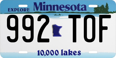 MN license plate 992TOF