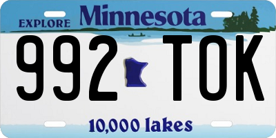 MN license plate 992TOK