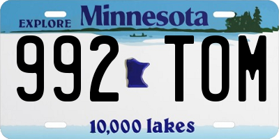 MN license plate 992TOM