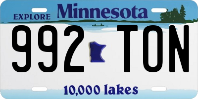 MN license plate 992TON