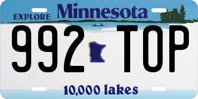 MN license plate 992TOP