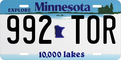 MN license plate 992TOR
