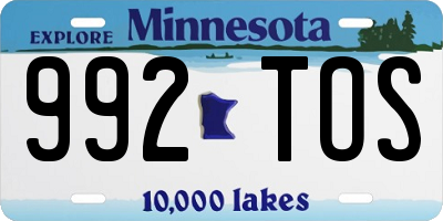 MN license plate 992TOS