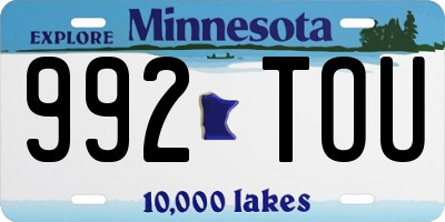 MN license plate 992TOU