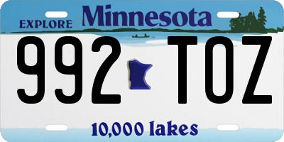 MN license plate 992TOZ