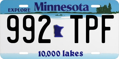 MN license plate 992TPF