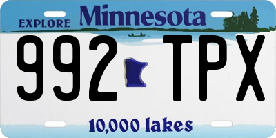 MN license plate 992TPX