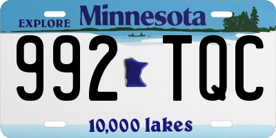 MN license plate 992TQC