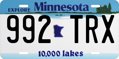 MN license plate 992TRX