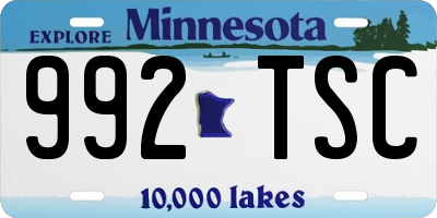 MN license plate 992TSC
