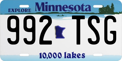 MN license plate 992TSG