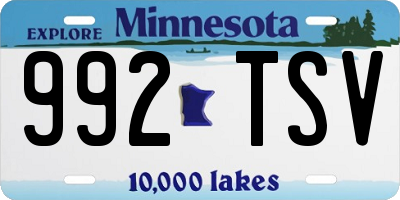 MN license plate 992TSV