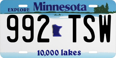 MN license plate 992TSW
