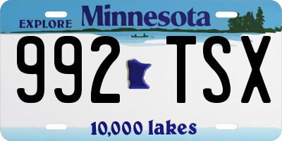 MN license plate 992TSX