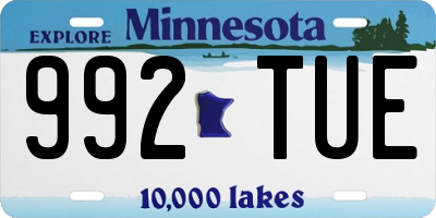 MN license plate 992TUE