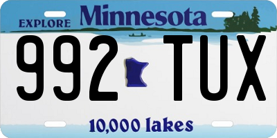 MN license plate 992TUX