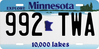 MN license plate 992TWA