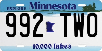 MN license plate 992TWO