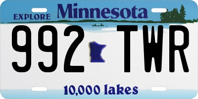 MN license plate 992TWR