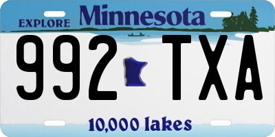 MN license plate 992TXA