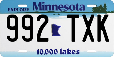 MN license plate 992TXK