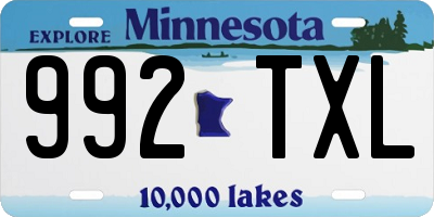 MN license plate 992TXL