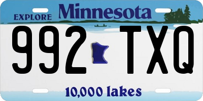 MN license plate 992TXQ