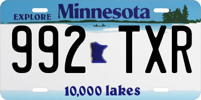 MN license plate 992TXR