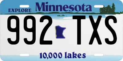 MN license plate 992TXS