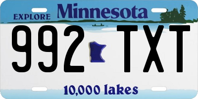 MN license plate 992TXT