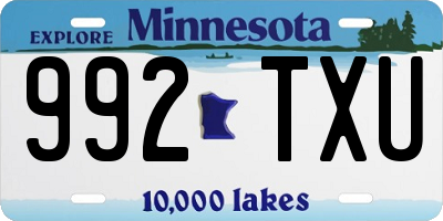 MN license plate 992TXU