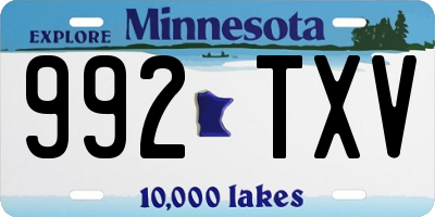 MN license plate 992TXV