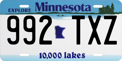 MN license plate 992TXZ