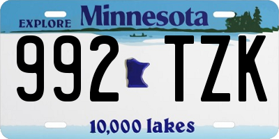 MN license plate 992TZK