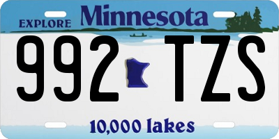 MN license plate 992TZS