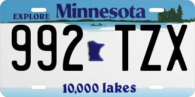MN license plate 992TZX