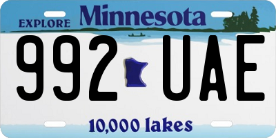 MN license plate 992UAE