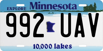 MN license plate 992UAV