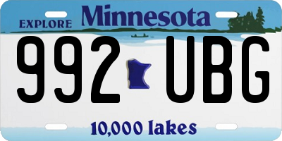 MN license plate 992UBG