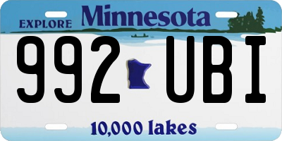 MN license plate 992UBI