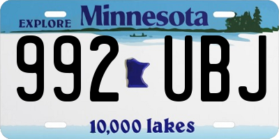 MN license plate 992UBJ