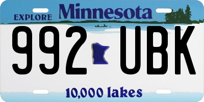 MN license plate 992UBK