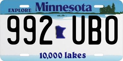 MN license plate 992UBO