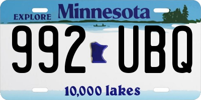 MN license plate 992UBQ