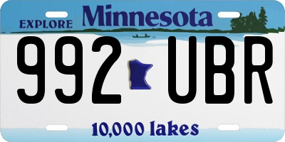 MN license plate 992UBR