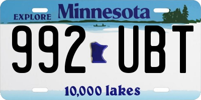 MN license plate 992UBT