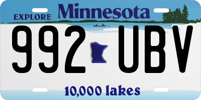 MN license plate 992UBV