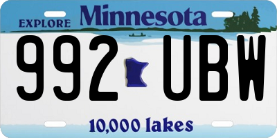 MN license plate 992UBW